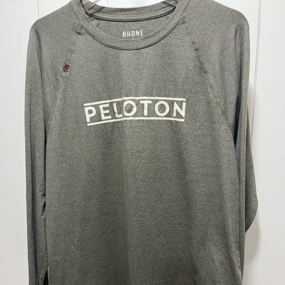 Rhone/Peloton Shirt Men's Large Gray Long Sleeve Crew Neck Athletic Cycling. EUC